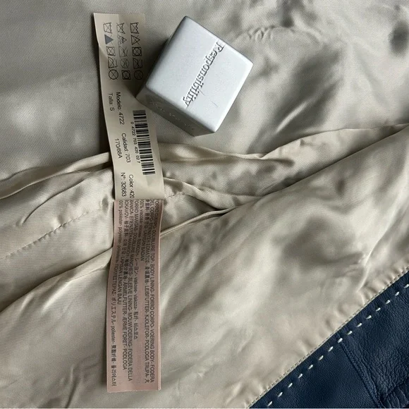 Massimo Dutti Navy Leather Jacket - Picture 8 of 8
